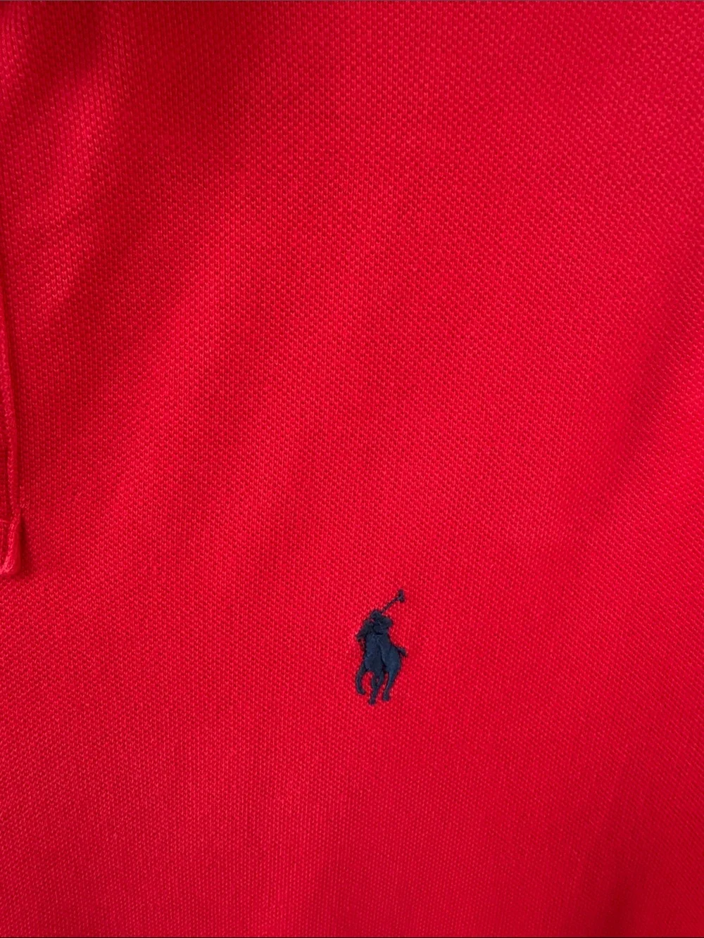 Polo by Ralph Lauren Red Slim Fit Mesh Polo with Navy Pony - size M